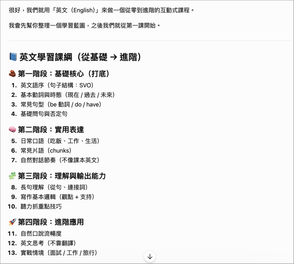ChatGPT 學英文